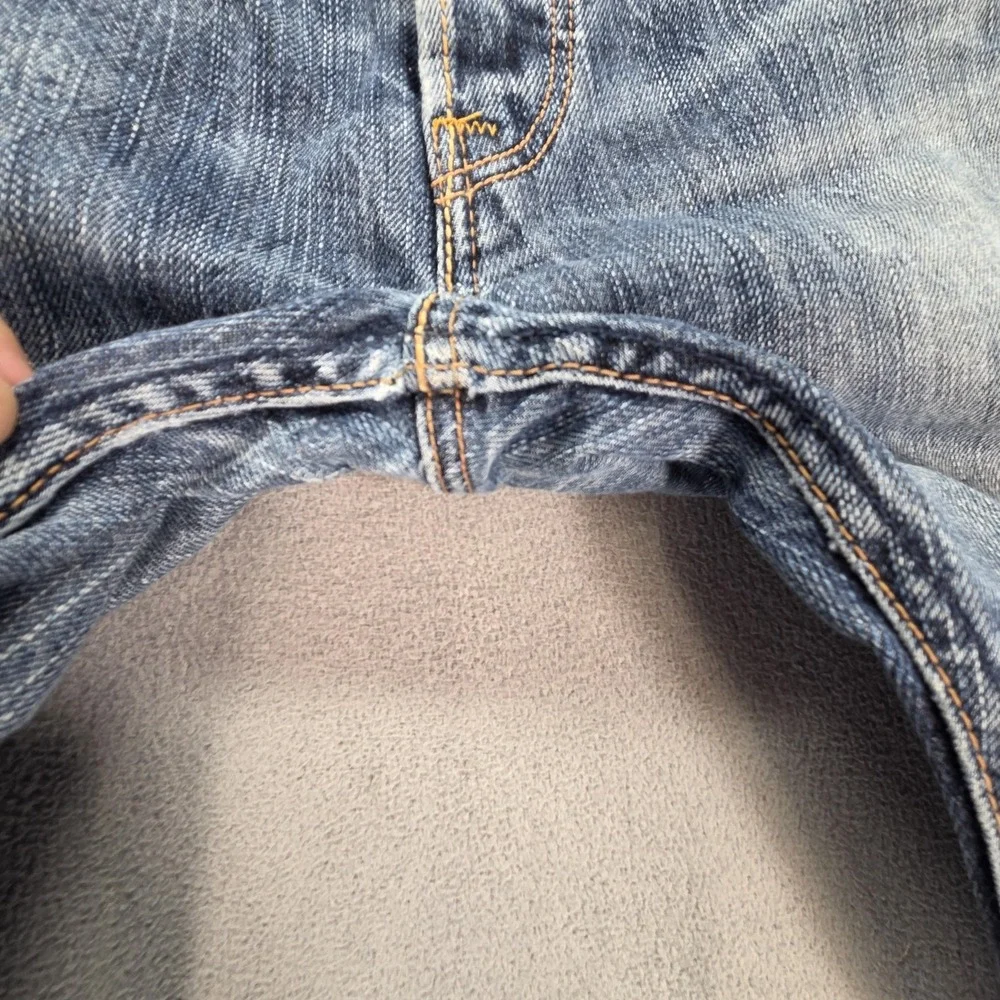 Levis 501 Jeans Mens Selvedge Blue Straight Whiskers Altered Hem‎ Fits 30x29